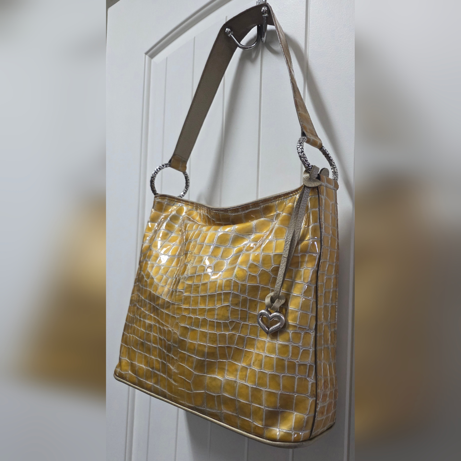 Brighton Gold Patent Leather Croc Embossed Cher Tote